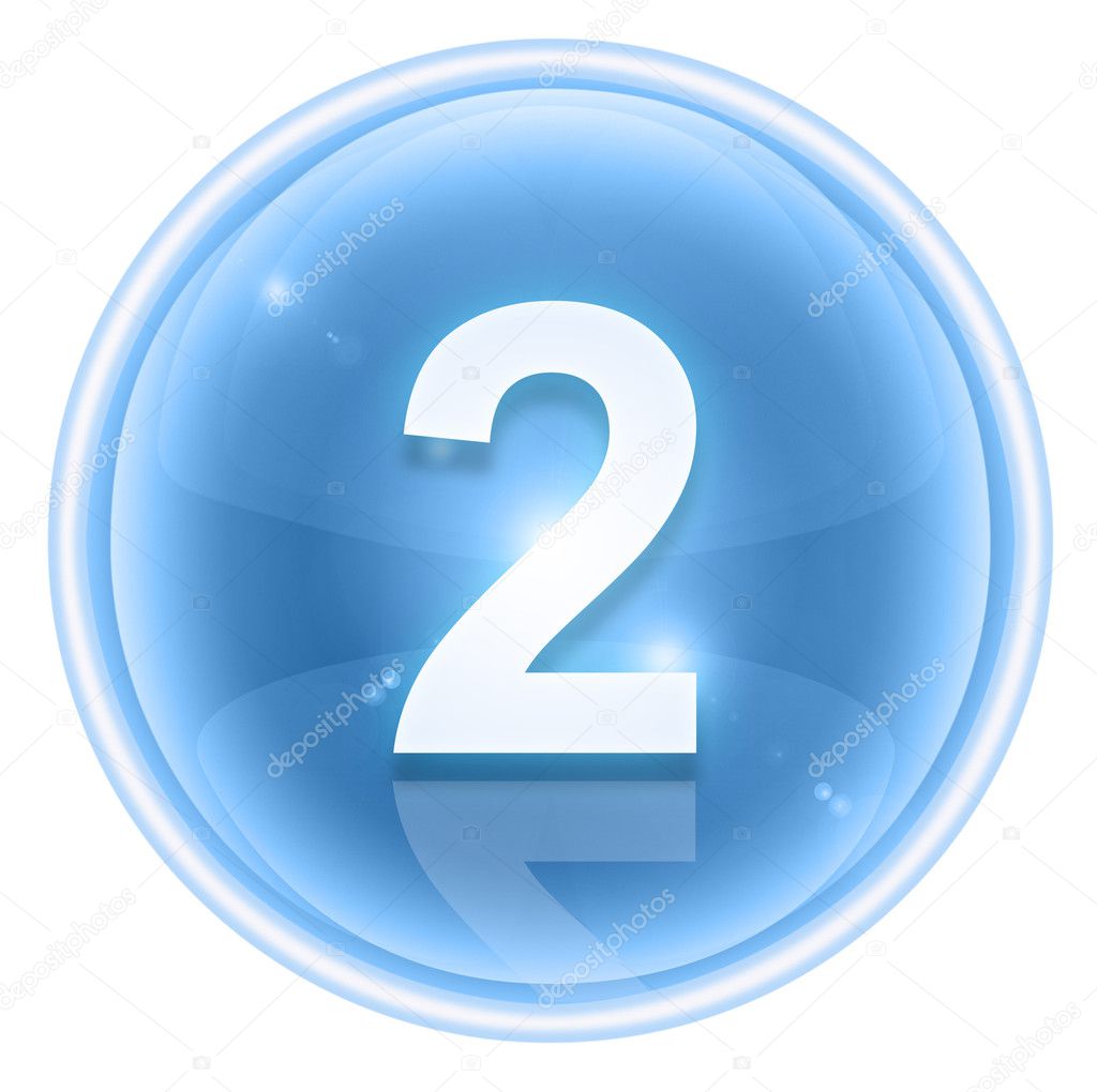 Number two icon ice, isolated on white background
