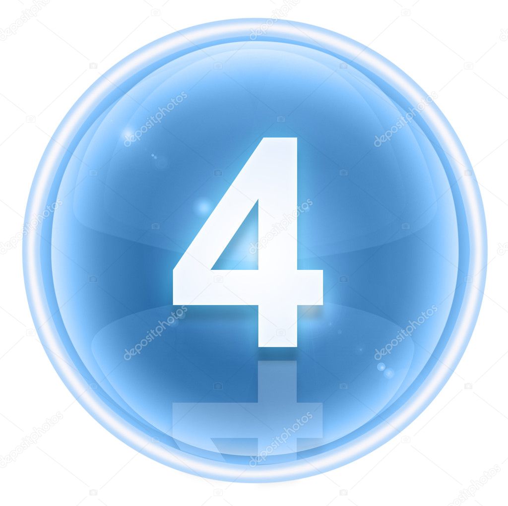Number four icon ice, isolated on white background