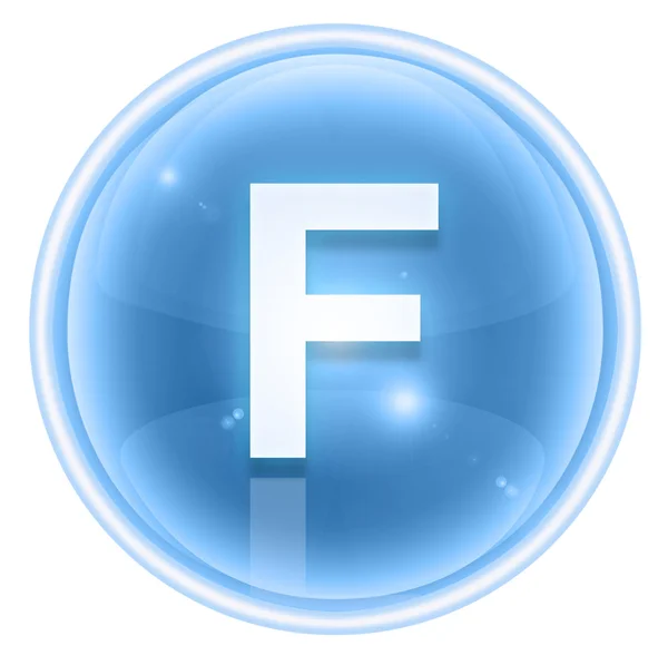 冰字体图标。字母 f，在白色背景上孤立 — 图库照片