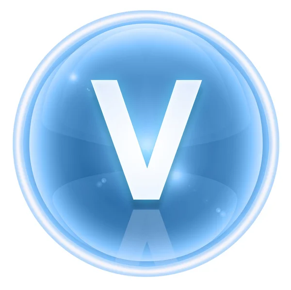 Eisschriftsymbol. Buchstabe v, isoliert auf weißem Hintergrund — Stockfoto