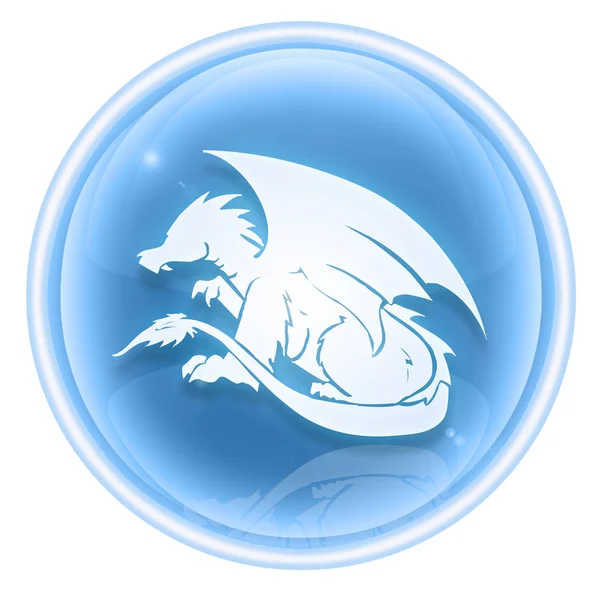 Dragon Zodiac icona di ghiaccio, isolato su sfondo bianco . — Foto Stock