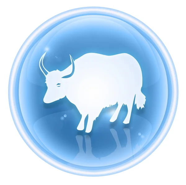 Ox Zodiac ícone gelo, isolado no fundo branco . — Fotografia de Stock