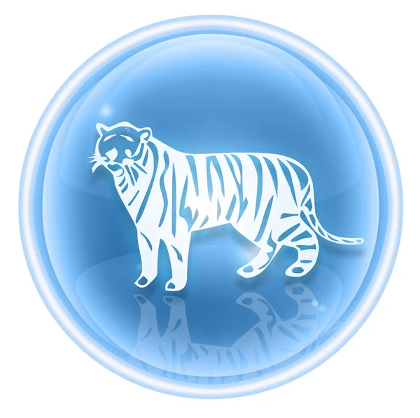 Tigris zodiákus ikon jég, elszigetelt fehér background. — Stock Fotó