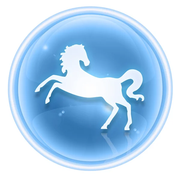 Άλογο zodiac εικονίδιο πάγου, που απομονώνονται σε λευκό φόντο. — Φωτογραφία Αρχείου