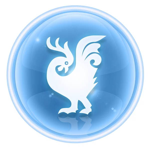 Κόκορας zodiac εικονίδιο πάγου, που απομονώνονται σε λευκό φόντο. — Φωτογραφία Αρχείου