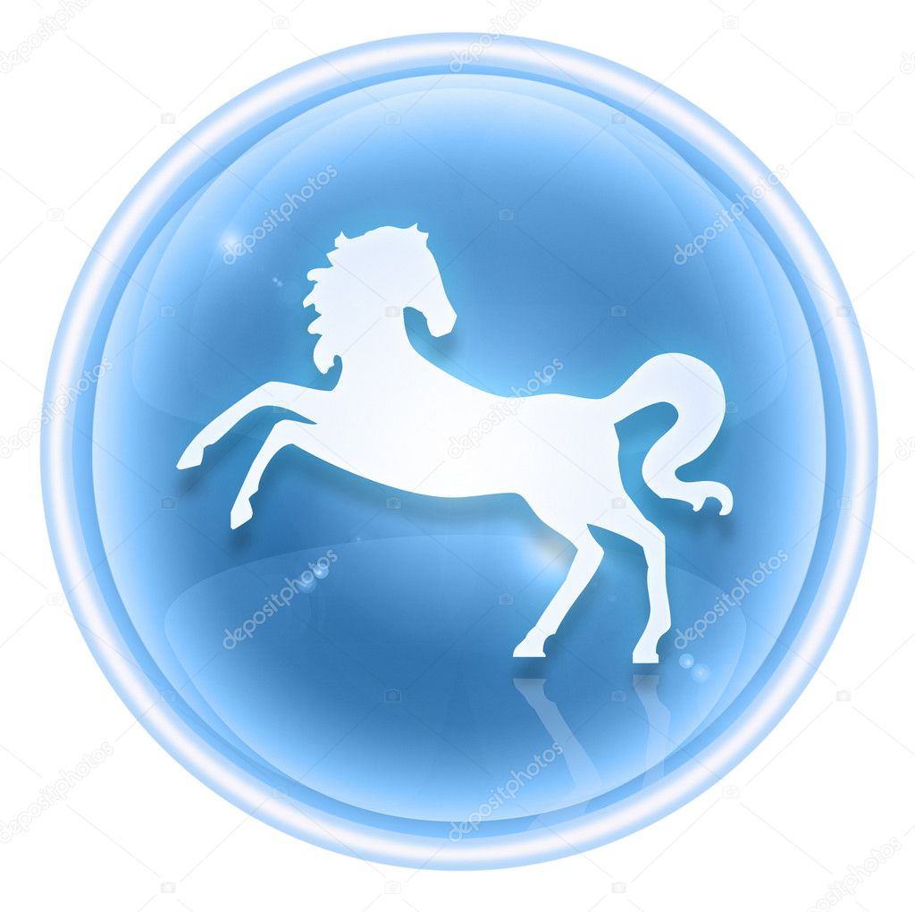 Horse Zodiac icon ice, isolated on white background.