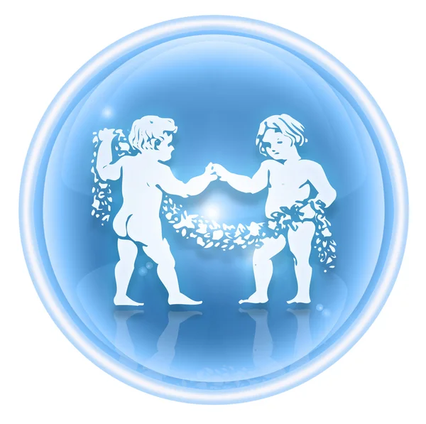 stock image Gemini zodiac icon ice, isolated on white background.