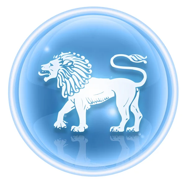 León icono del zodiaco hielo, aislado sobre fondo blanco . —  Fotos de Stock