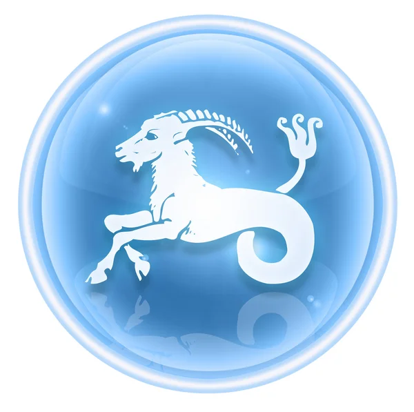Capricorne icône du zodiaque glace, isolé sur fond blanc . — Photo