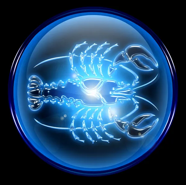 Cancer zodiac button icon, isolated on black background. — Stock Photo, Image