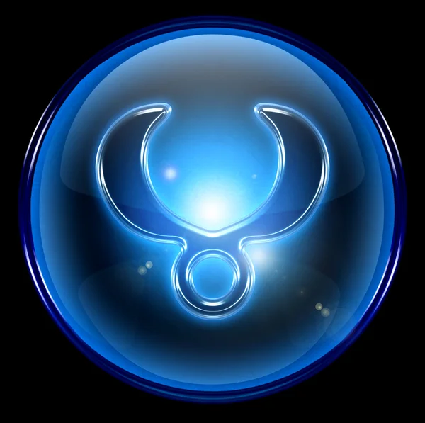 Taurus Tierkreiszeichen-Symbol, isoliert auf schwarzem Hintergrund. — Stockfoto