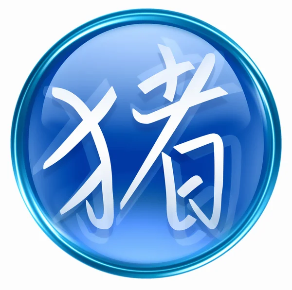 Значок "Свинья Зодиак" синий, выделен на белом фоне . — стоковое фото