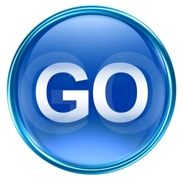 GO icon blue, isolated on white background — Stock Photo, Image