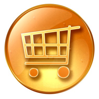 alışveriş sepeti simgesi sarı, beyaz zemin üzerine izole.