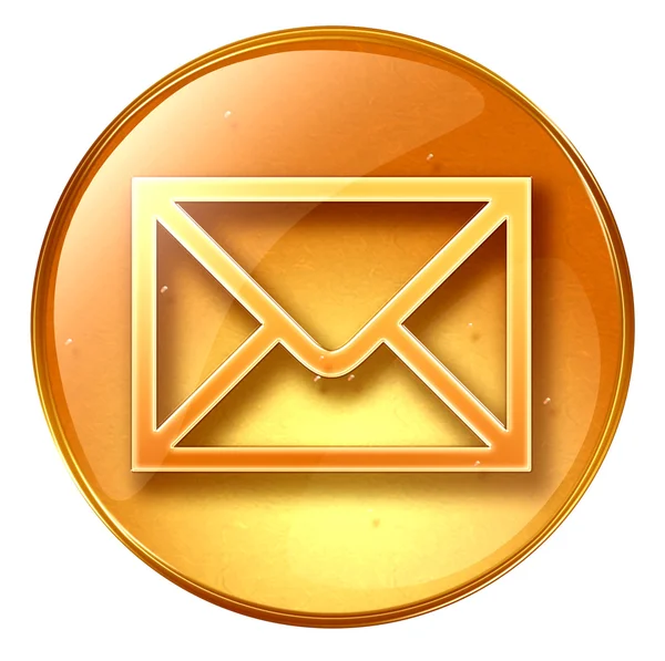Postal envelope yellow, isolated on white background — Stock Photo, Image