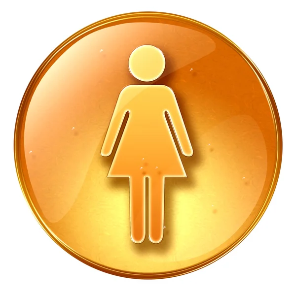 Żółta ikona kobieta, na białym tle. — Zdjęcie stockowe