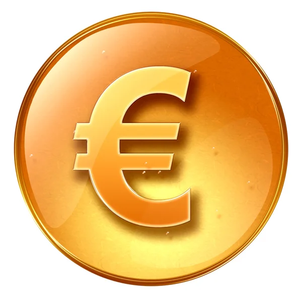 Euro-Symbol gelb, isoliert auf weißem Hintergrund — Stockfoto