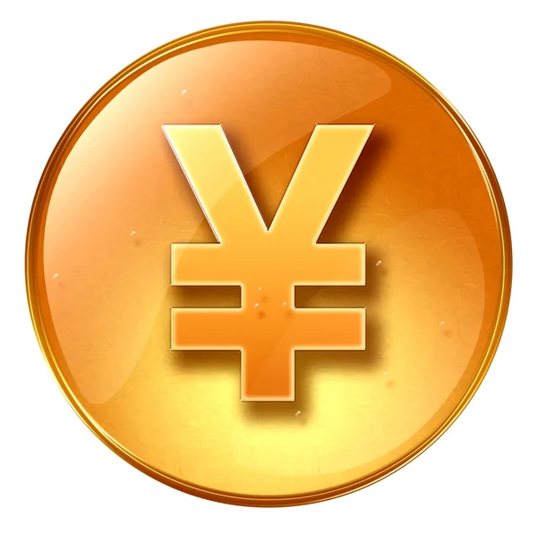 Yen-Symbol gelb, isoliert auf weißem Hintergrund — Stockfoto
