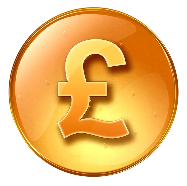Pfund-Symbol gelb, isoliert auf weißem Hintergrund — Stockfoto