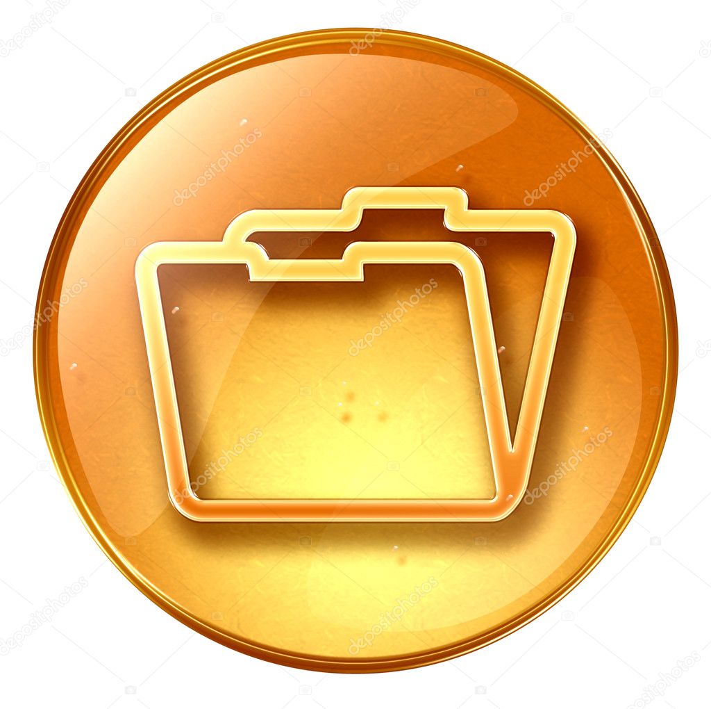 Folder icon yellow, isolated on white background