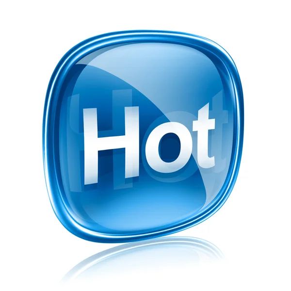 Hot icon glass blue, isolated on white background — Stock Photo, Image