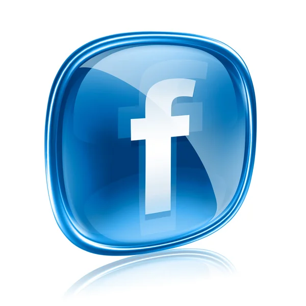 Facebook 图标玻璃蓝色，孤立在白色背景上 — 图库照片