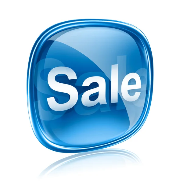 Försäljning ikonen glas blå, isolerad på vit bakgrund. — Stockfoto