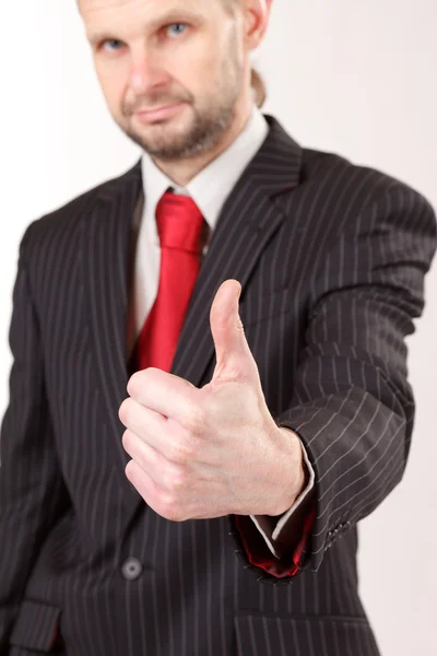 Homem de negócios mão com polegar para cima — Fotografia de Stock