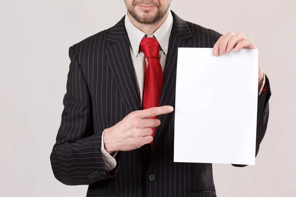 Business man with blank — Stock Photo, Image