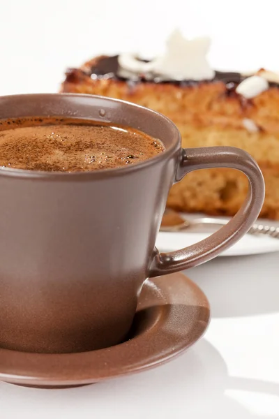 Chocoladetaart met koffie — Stockfoto