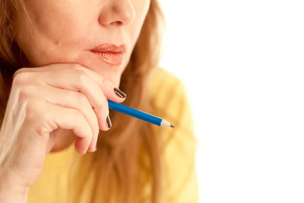 Woman with pencil — Stock Photo, Image