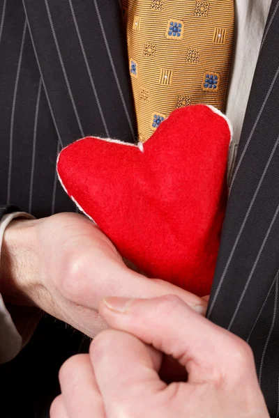 Man with red heart — Stock Photo, Image