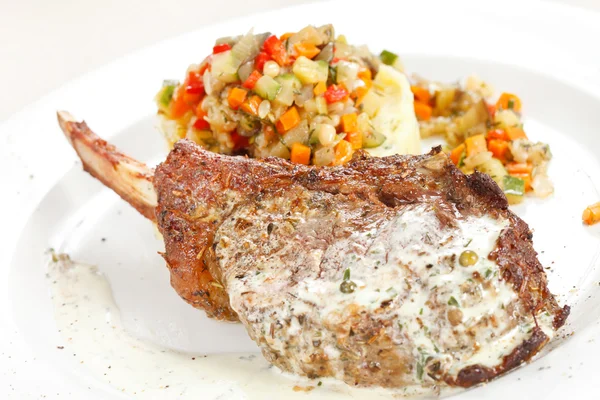 stock image Grilled steak with vegetables