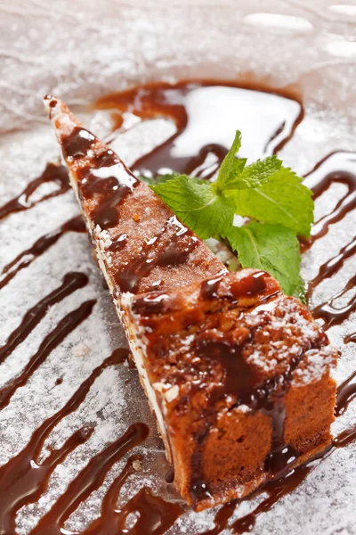 Cheesecake with Chocolate Sauce — Stock Photo, Image