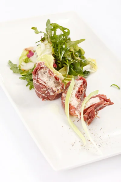 Meat rolls with salad — Stock Photo, Image