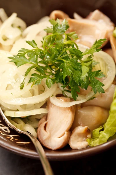 Mushrooms with onion — Stock Photo, Image