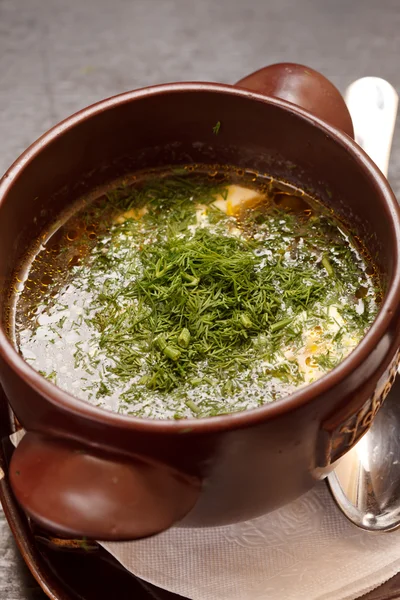 Fish soup in the pot — Stock Photo, Image