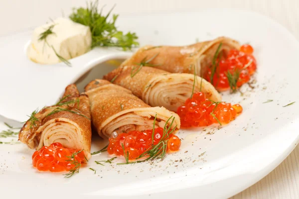 Tortitas con caviar — Foto de Stock