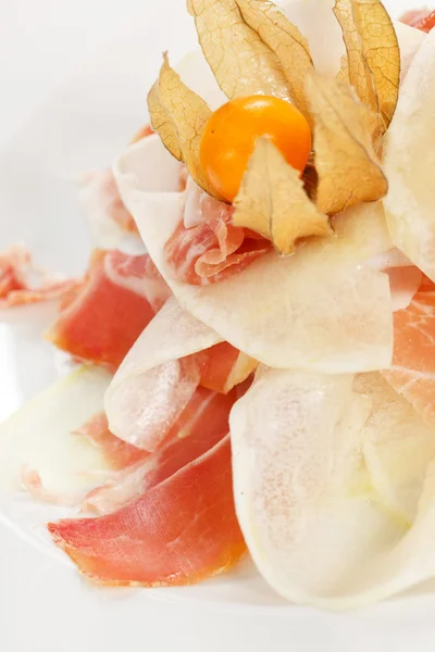 Spanish serrano ham with melon — Stock Photo, Image