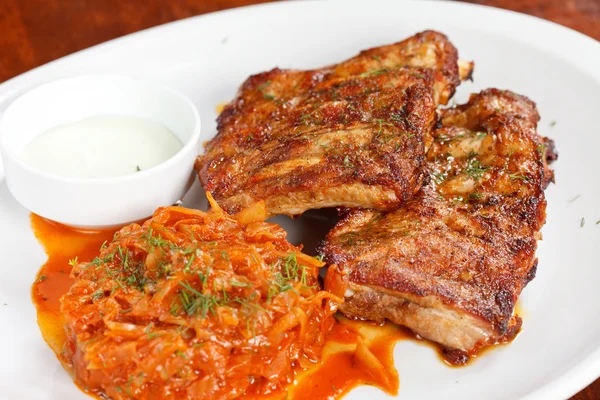 stock image Ribs with smoky spicy sauce