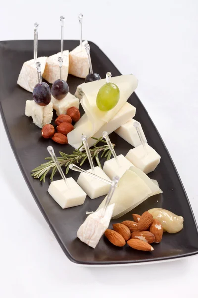 Plate with different types cheese — Stock Photo, Image