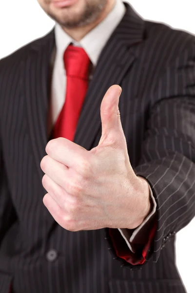Üzleti ember kéz a hüvelykujjával felfelé — Stock Fotó