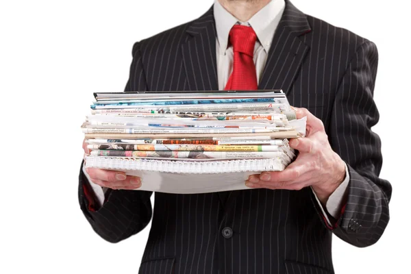 Businessman with stack of paper — Stock Photo, Image