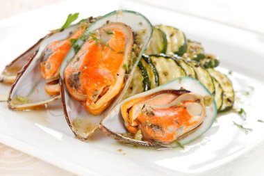 Mussels with zucchini clipart