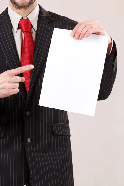 Business man with blank — Stock Photo, Image