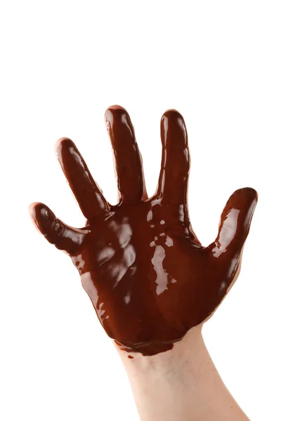 Chocolate hand — Stock Photo, Image