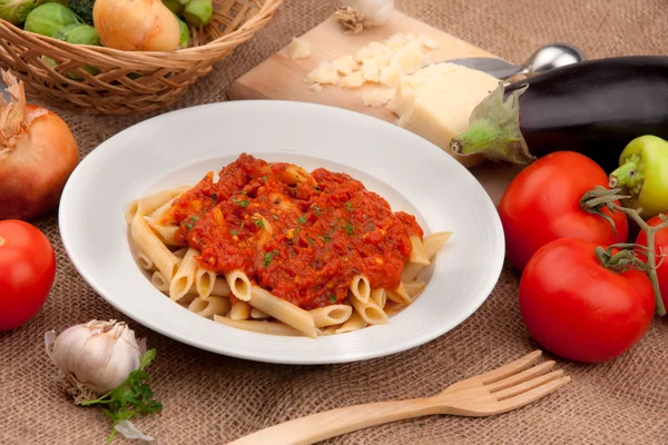 Pasta with tomato sauce — Stock Photo, Image