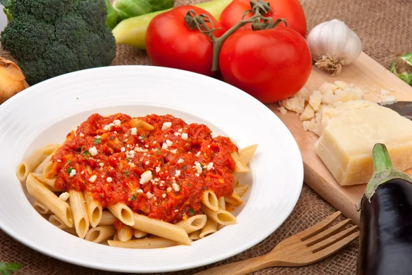 Pasta with tomato sauce — Stock Photo, Image