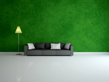 White sofa and lamp clipart