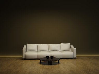 Interior with a sofa and a table clipart